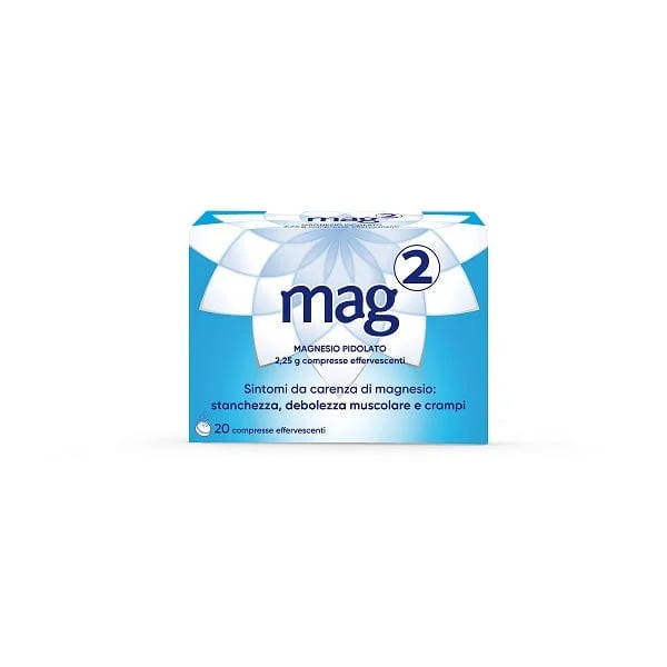 MAG 2 2,25 g 20 Compresse Effervescenti Magnesio Pidolato per Stanchezza e Debolezza Muscolare