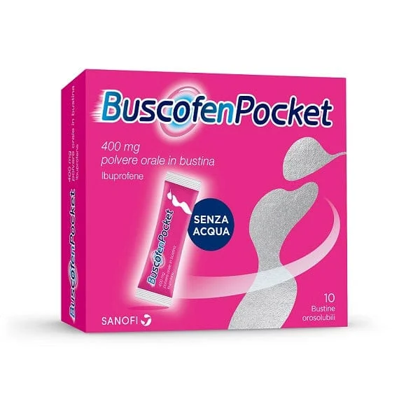 BUSCOFEN Pocket 400 mg Polvere Orale 10 Bustine Orosolubili Ibuprofene Contro Dolori Forti Da Ciclo