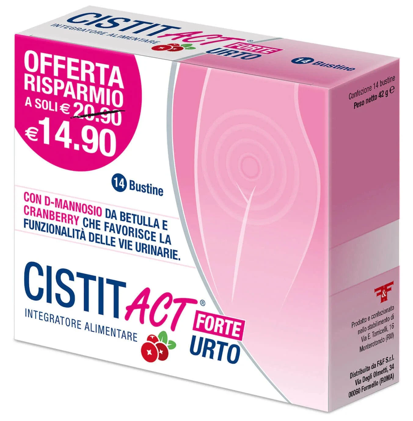 F&F Cistit Act Forte Urto 14 Bustine Integratore Vie Urinarie