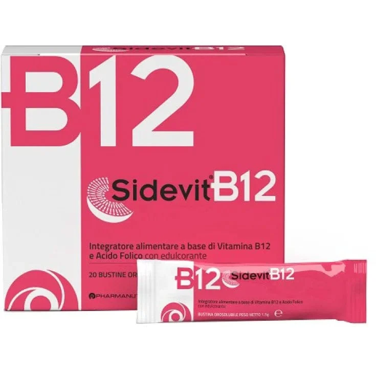 PHARMANUTRA Sidevit B12 20 Stick Integratore Alimentare Vitamina B12 e Acido Folico
