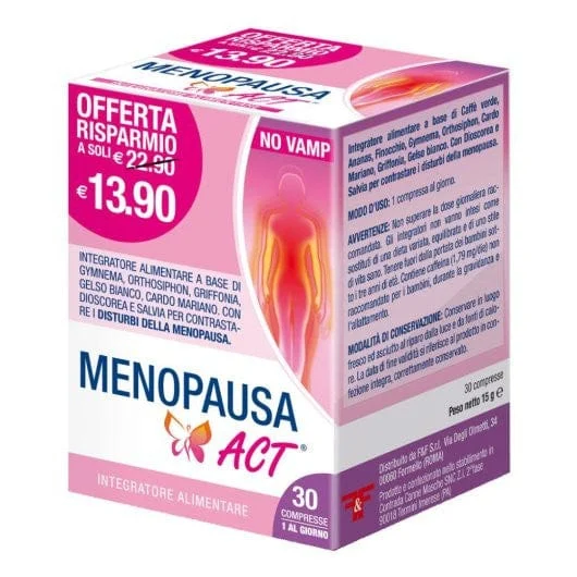 F&F Menopausa Act 30 Compresse Integratore Alimentare per Menopausa