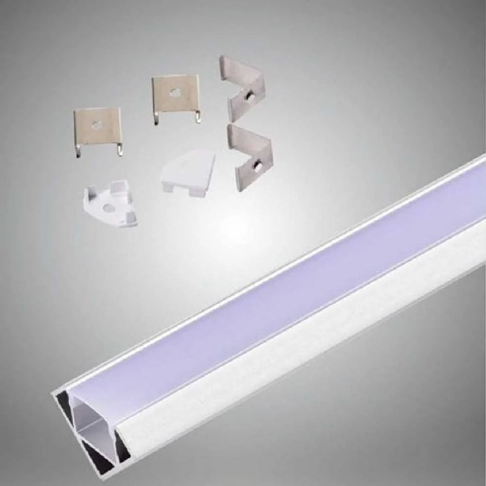 PROFILO IN ALLUMINIO DA 2MT ANGOLARE COPERTURA OPACA PER STRIP LED STRISCE AL-06