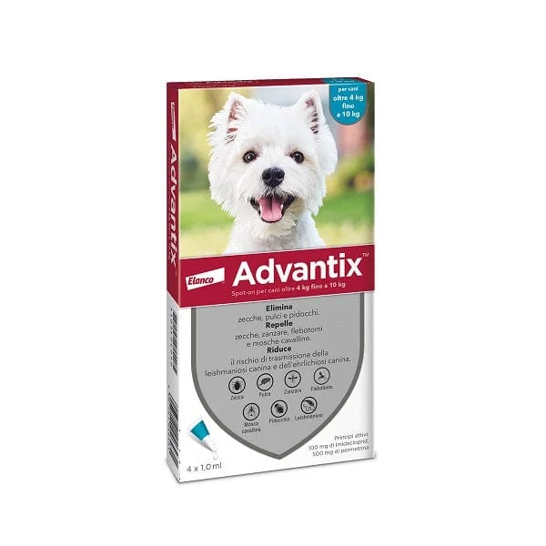 ADVANTIX Spot On Cani Oltre 4kg Fino A 10kg 4 Pipette