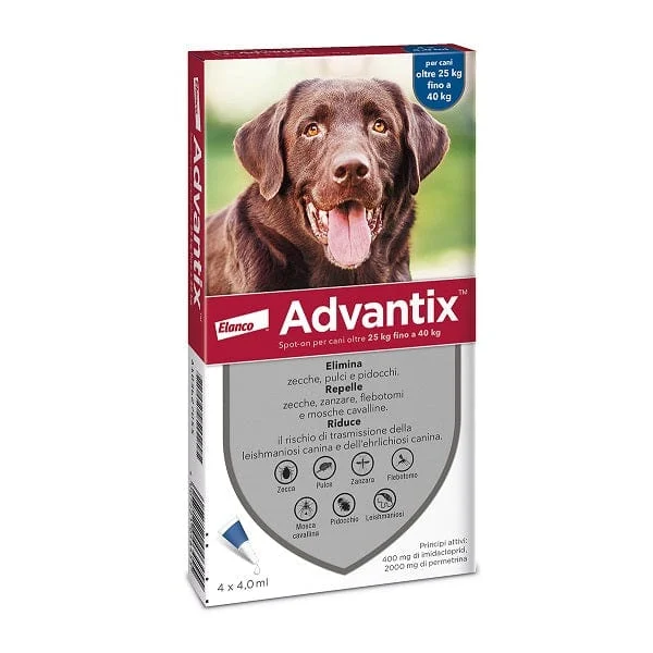 ADVANTIX Spot On Cani Oltre 25 kg 4 Pipette 0,4 ml