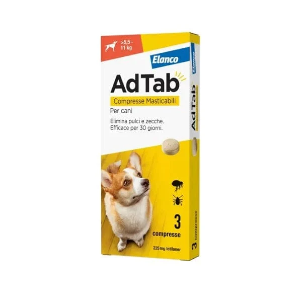 ADTAB Per Cani 5,5-11 Kg 3 Compresse Masticabili 225 mg Rosso