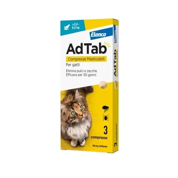 ADTAB Per Gatti 2-8 Kg 3 Compresse Masticabili 48 mg