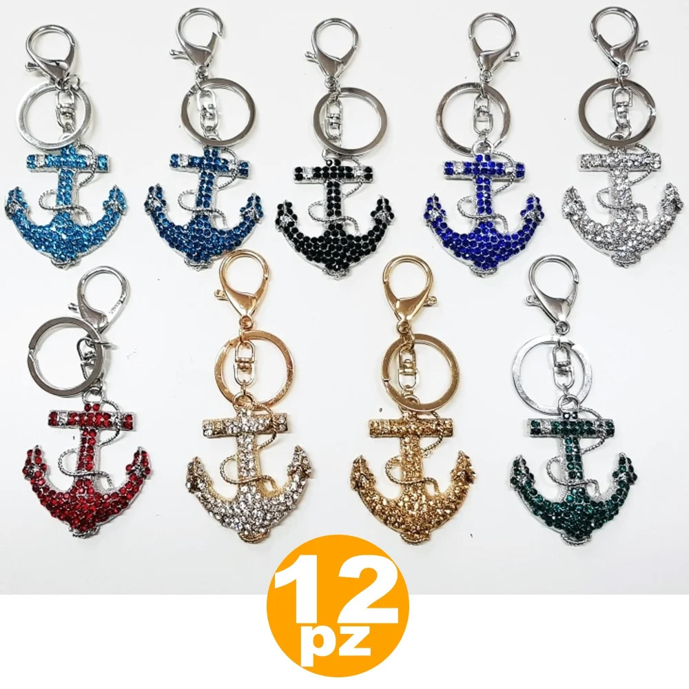 12 BOMBONIERE ANCORA COLORATA MARE 18 ANNI COMPLEANNO GLITTER PORTACHIAVI CHIAVE - TrAdE Shop Traesio