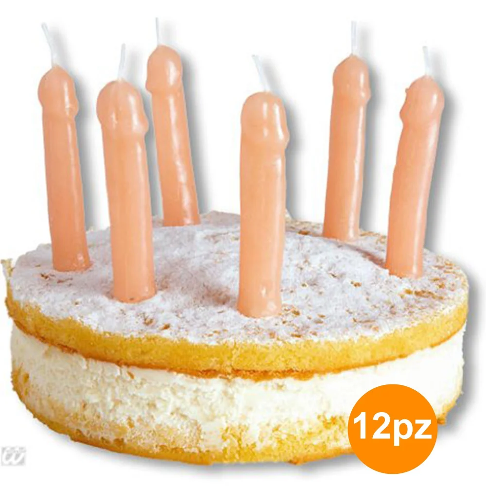 12 CANDELINE TORTA A FORMA DI PENE PER PARTY FESTA ADDIO AL NUBILATO GADGET SEXY - TrAdE Shop Traesio
