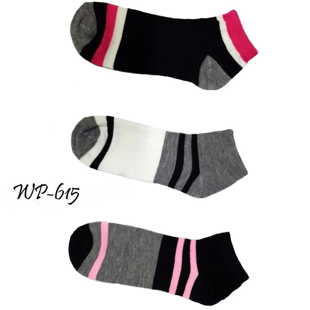 SET 12 PAIA CALZINI A COLLO BASSO DA DONNA IN COTONE FANTASMINI TG. 35-40 RIGHE