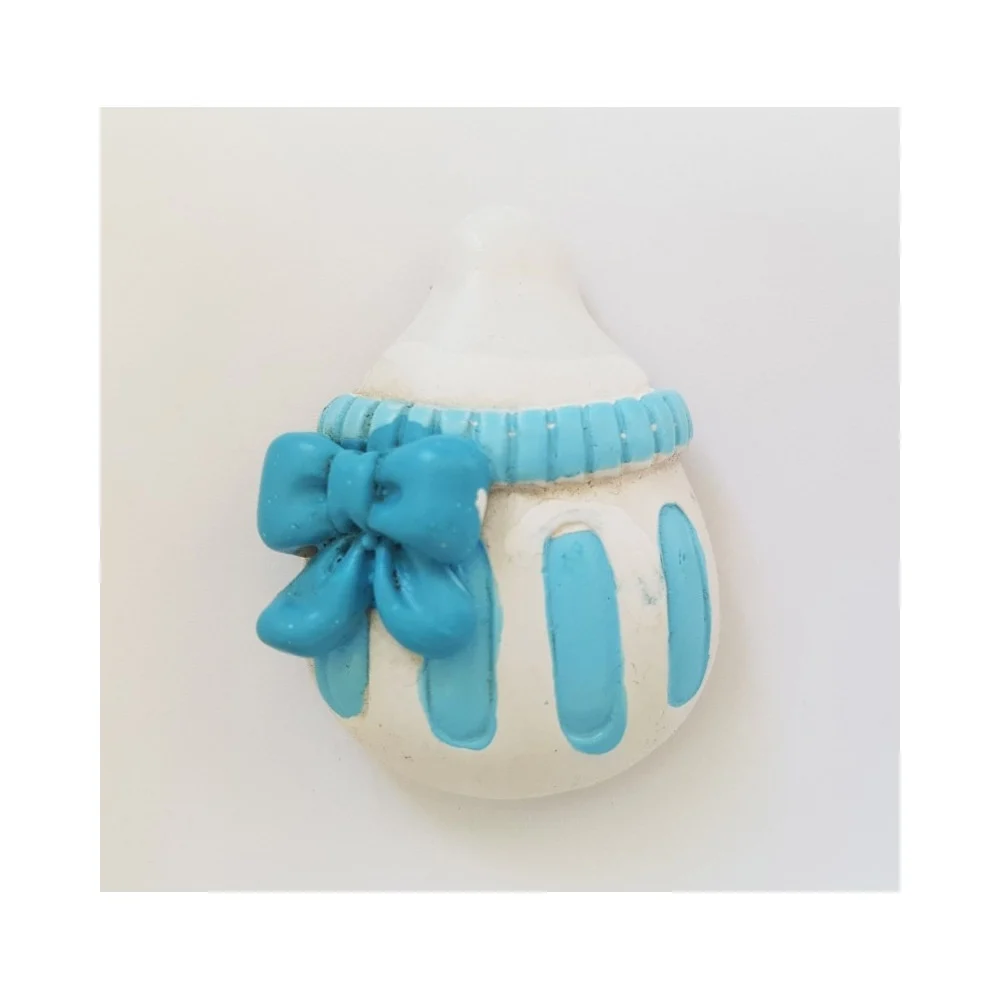12 PEZZI BOMBONIERA BIBERON AZZURRO CERAMICA MAGNETE CALAMITA BATTESIMO NASCITA - TrAdE Shop Traesio