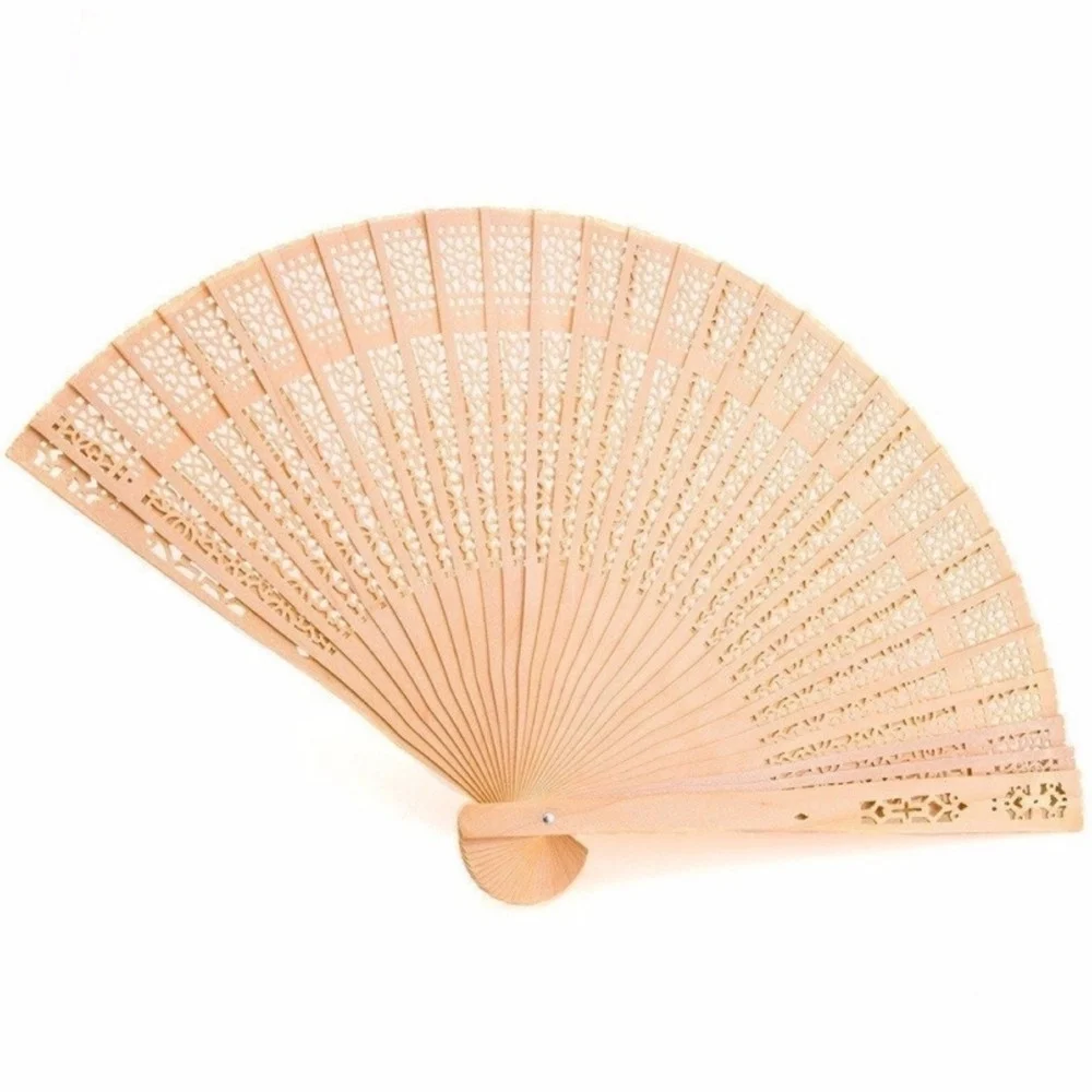 12 VENTAGLI LEGNO CHIARO DECORATO CHIESA SEGNAPOSTO GADGET RICEVIMENTO MATRIMONI - TrAdE Shop Traesio