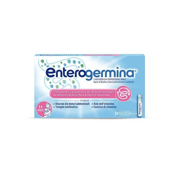 ENTEROGERMINA 2 Miliardi 10 fiale Fermenti Lattici Probiotici per Disturbi Intestinali