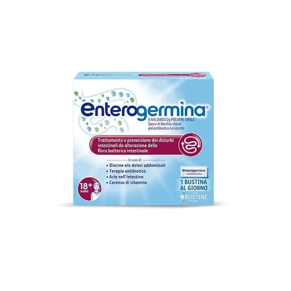 ENTEROGERMINA 6 Miliardi 9 Bustine Fermenti Lattici Probiotici per Disturbi Intestinali