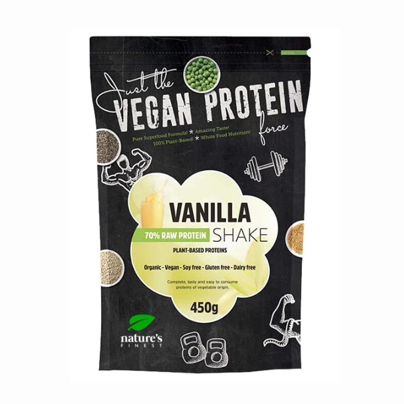 Vegan Protein 70% Vanilla Shake Bio 450g - Natures Finest