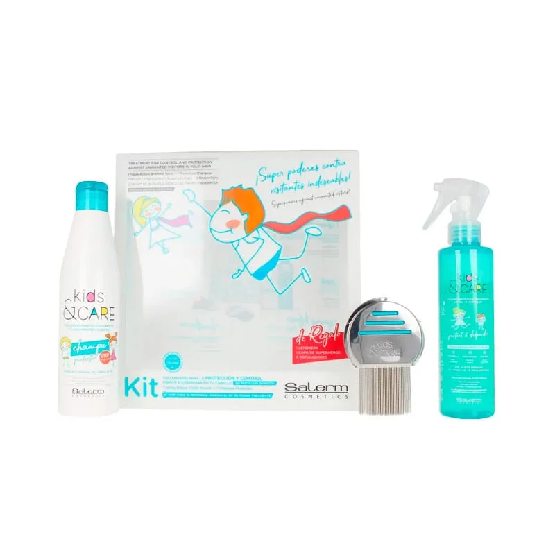 Kids&Care Shampoo 250 ml + Spray Protettivo 190 ml + Pettine Pidocchi 3 Unità - Salerm
