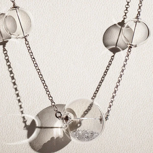 Leda, collana in argento con sfere di vetro - Blueside Emotional Design