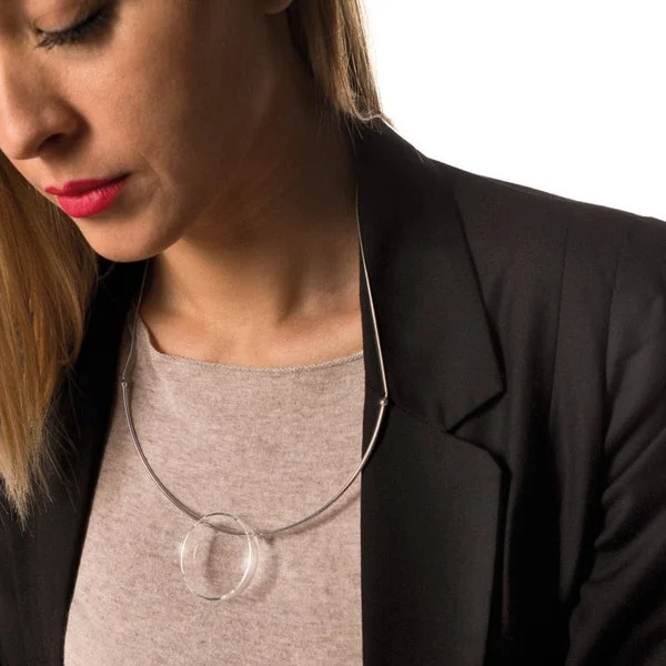 Rugiada, collana rigida in argento con semisfera - Blueside Emotional Design