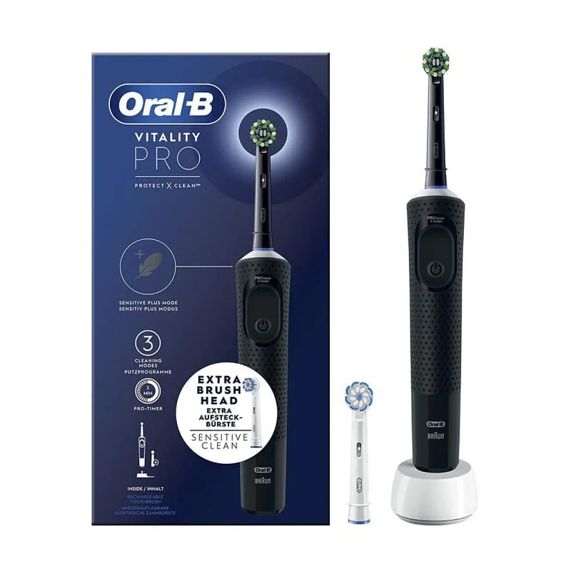Vitality Pro Spazzolino Elettrico Nero + 2 Testine - Oral-B