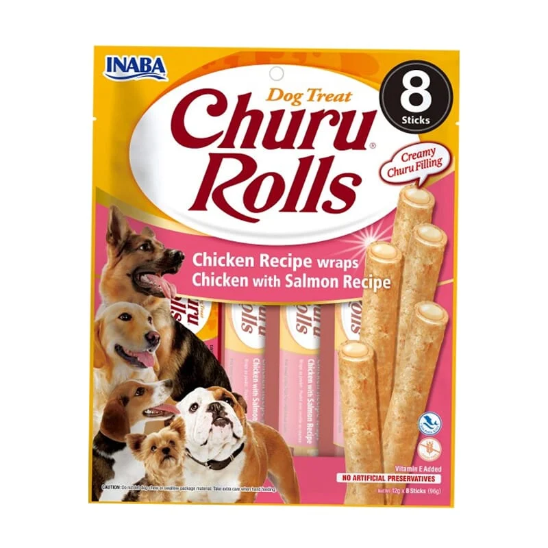 Dog Rolls Ricetta di Pollo con Salmone 8 Unità 96g - Churu