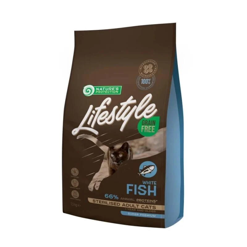 Lifestyle Grain Free Sterilised Cat Adult Pesce Bianco 1.5 Kg - Natures Protection