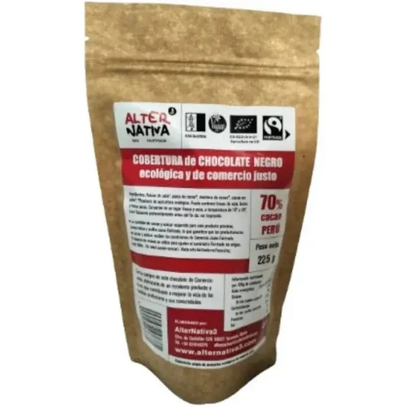 Copertura Di Cioccolato Fondente 70% Cacao Del Perù 225g - Alternativa3