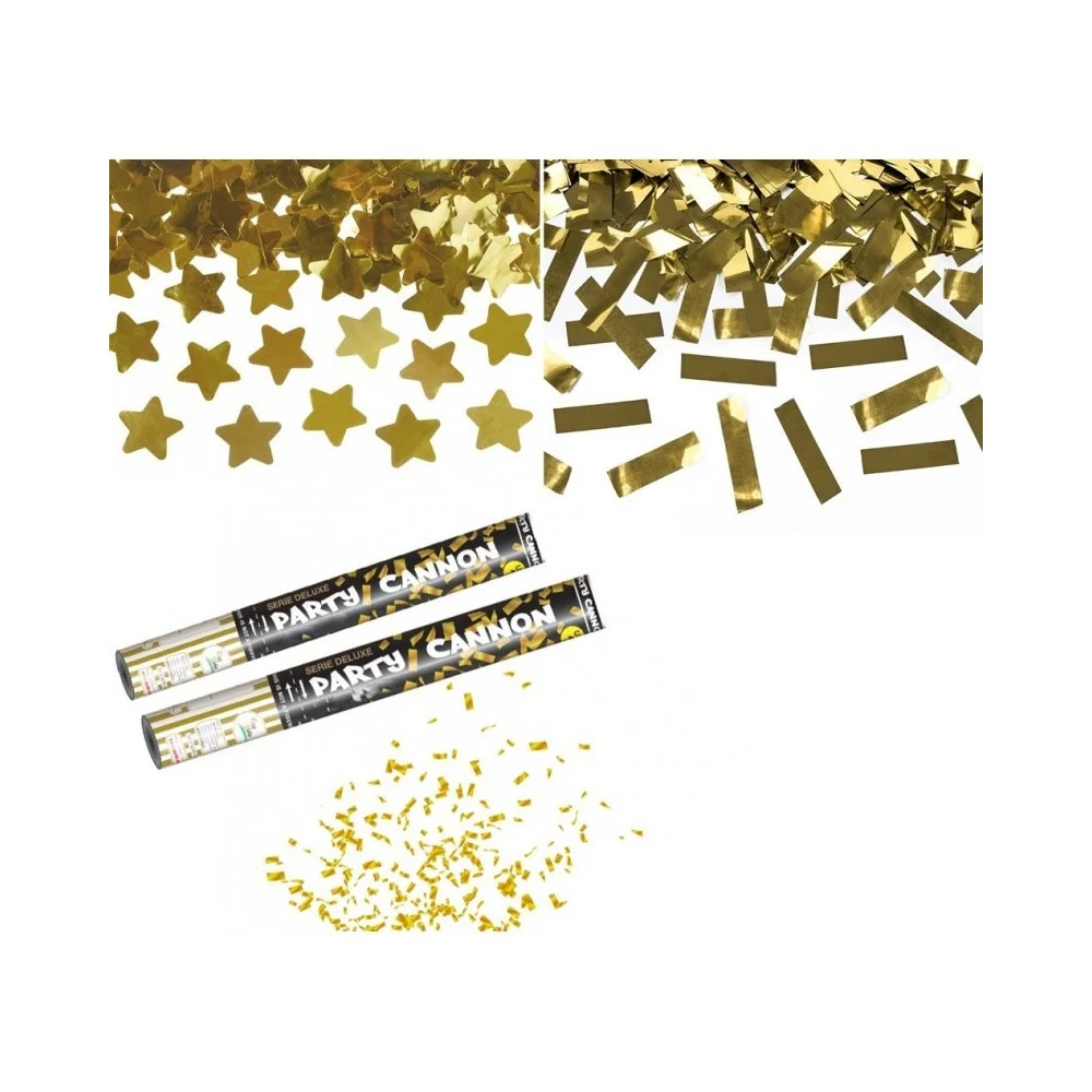 2 TUBI TUBO SPARA CORIANDOLI GOLD CANNONE 60CM FESTA PARTY PROMESSA MATRIMONIO - TrAdE Shop Traesio