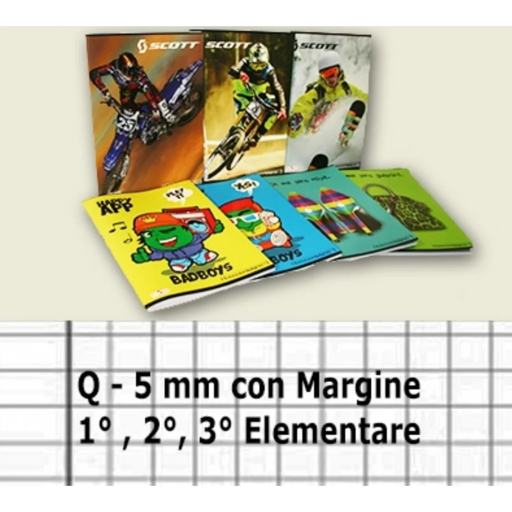 20 PEZZI QUADERNONI QUADERNONE QUADRETTI Q - 5mm CON MARGINE 1° 2° 3° ELEMENTARE