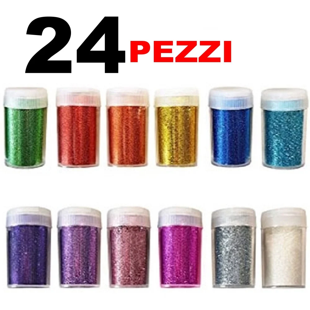 24 PORPORINA GLITTER GRANA FINE DECORAZIONI PITTURA NATALE LAVORETTI CASA SCUOLA - TrAdE Shop Traesio
