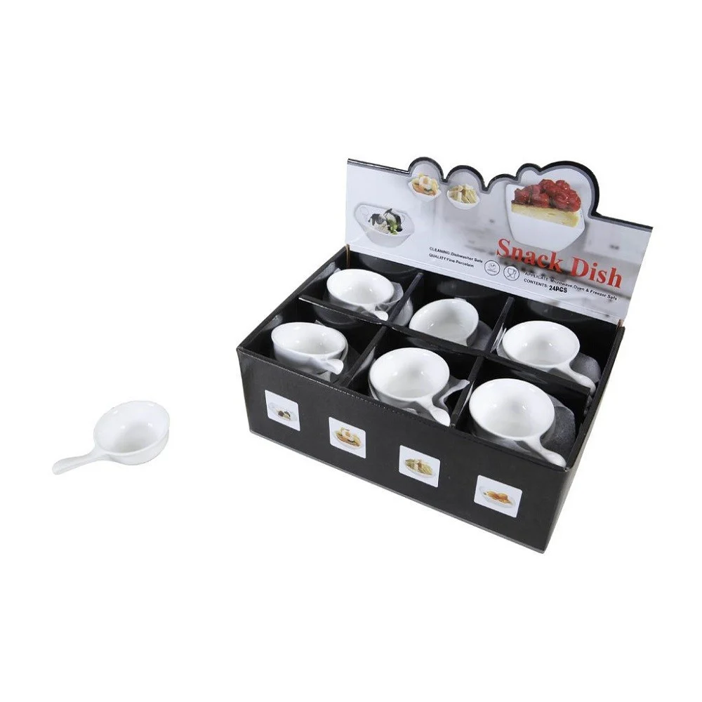 24PZ PIATTO CIOTOLE CUCCHIAIO PER ANTIPASTI IN PORCELLANA APERITIVO SNACK 151684 - TrAdE Shop Traesio
