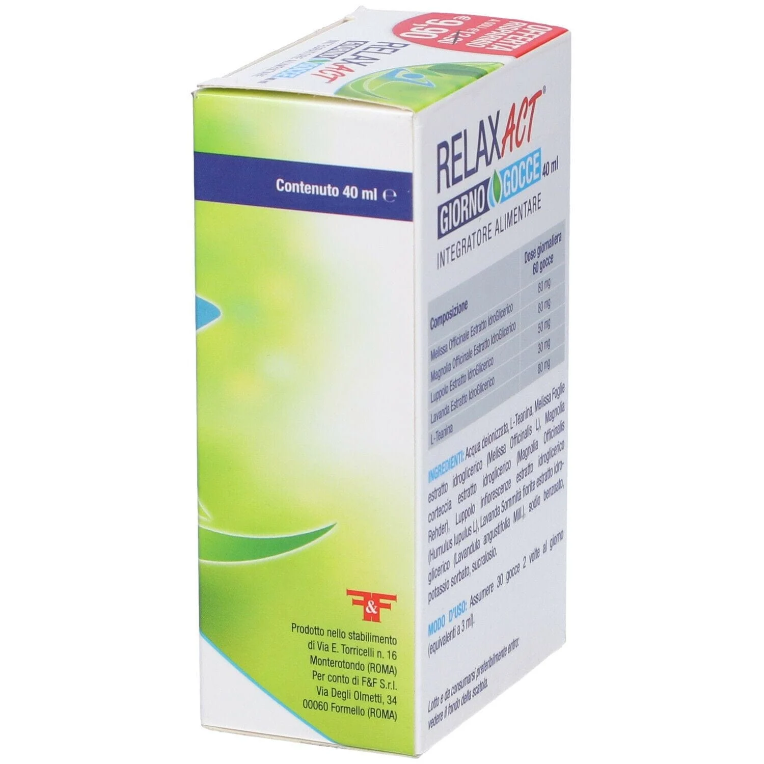 F&F Relax Act Giorno Gocce 40ml Integratore Alimentare per Benessere Mentale