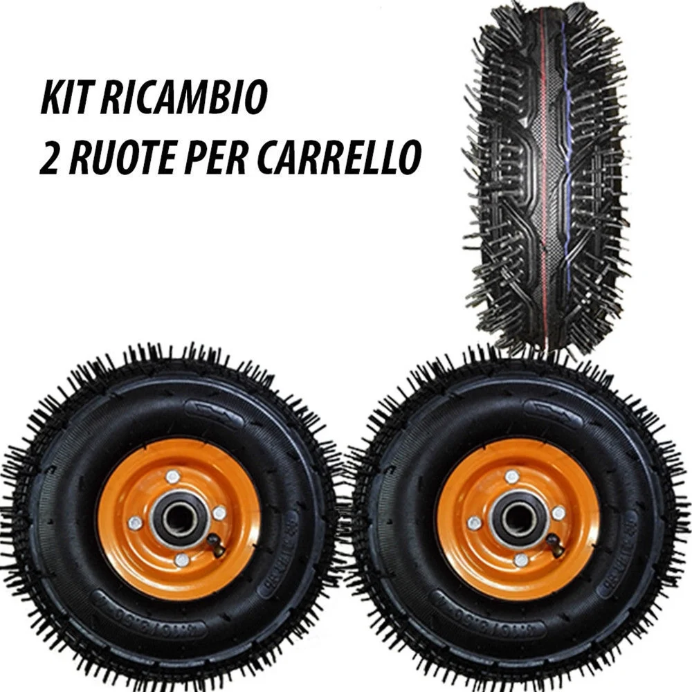 2PZ RUOTA RUOTE IN GOMMA UNIVERSALI 2X PER CARRELLO CON CUSCINETTO 4.10 / 3.50 - TrAdE Shop Traesio