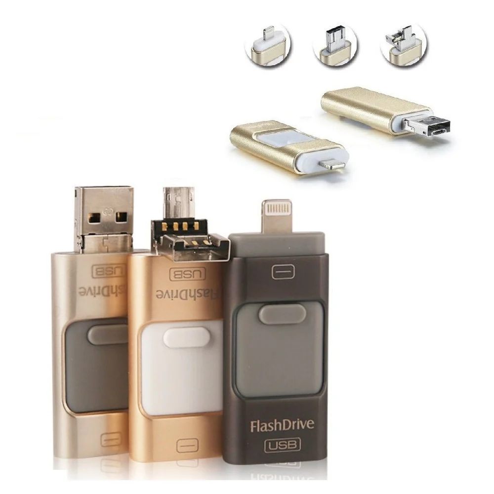 3 IN 1 FLASHDRIVE 16GB USB SCOMPARSA PER SMARTPHONE PC ARCHIVIO MEMORIA DATI - TrAdE Shop Traesio