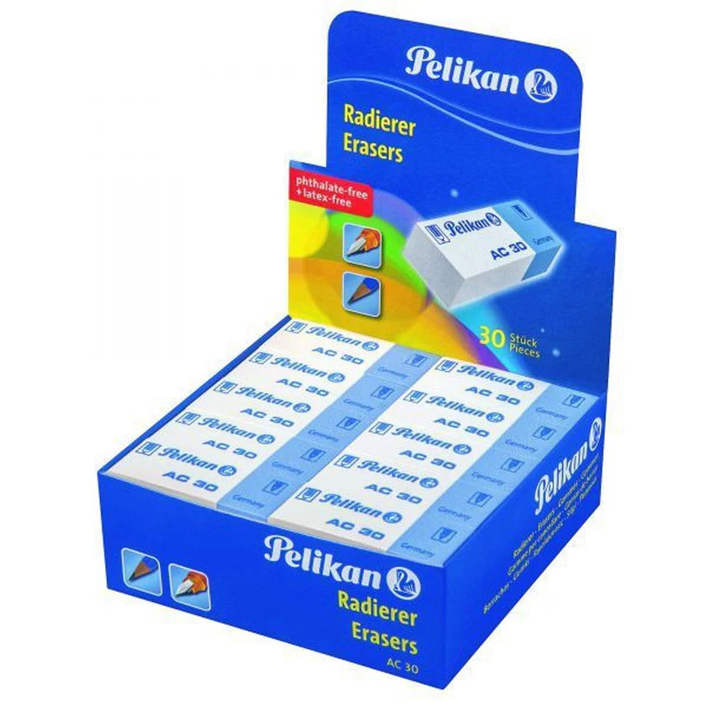 30 GOMME PER CANCELLARE BIANCHE PELIKAN PER USO SCUOLA UFFICIO DISEGNO TECNICO - TrAdE Shop Traesio