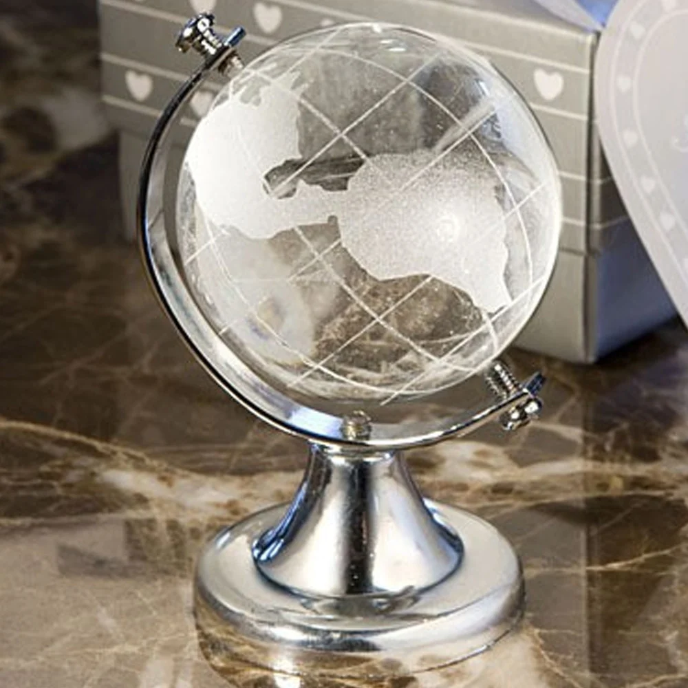 4 BOMBONIERE MAPPAMONDO IN VETRO E ACCIAIO COMUNIONE WEDDING PROMESSA BATTESIMO - TrAdE Shop Traesio