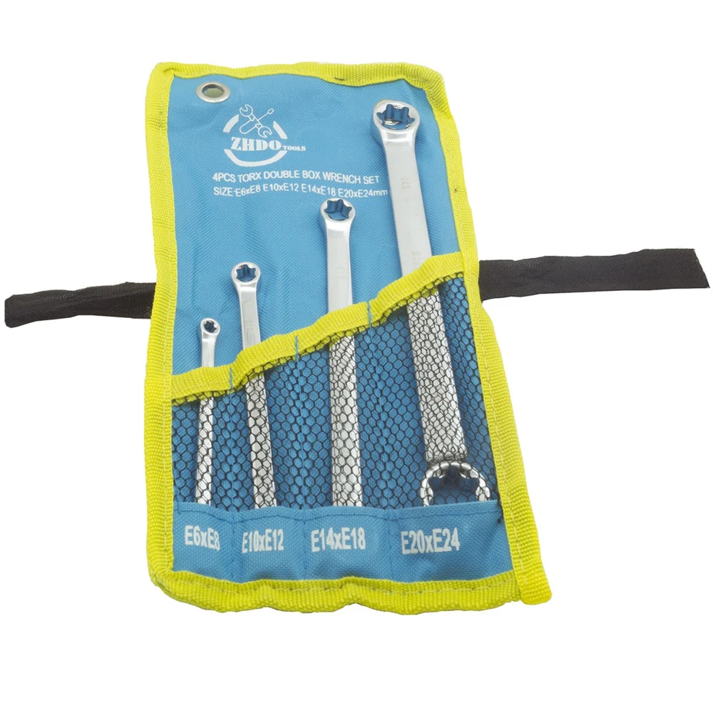4 CHIAVI DOPPIA TESTA TORX FEMMINA E6xE8 - E10xE12 - E14xE18 - E20xE24