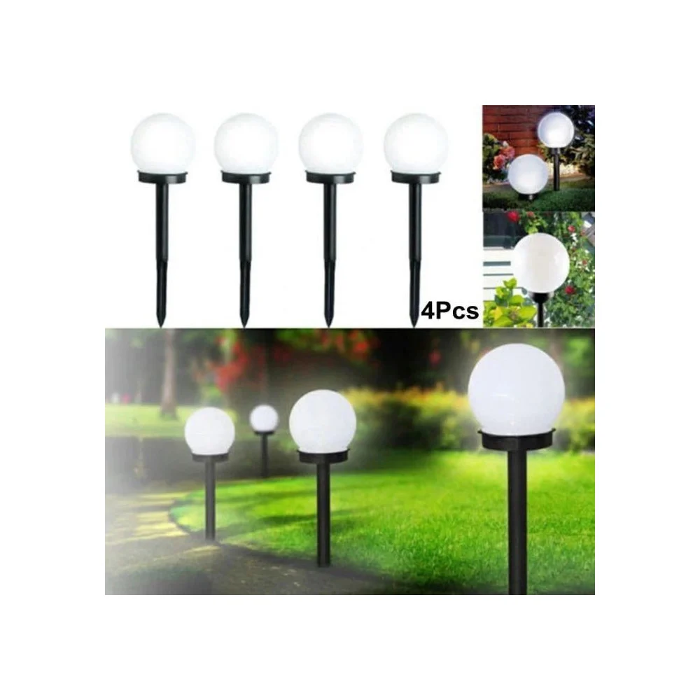 4 LAMPIONE SOLARE 1 LED GIARDINO 10 CM SU PICCHETTO LAMPADE GLOBO PER ESTERNI - TrAdE Shop Traesio