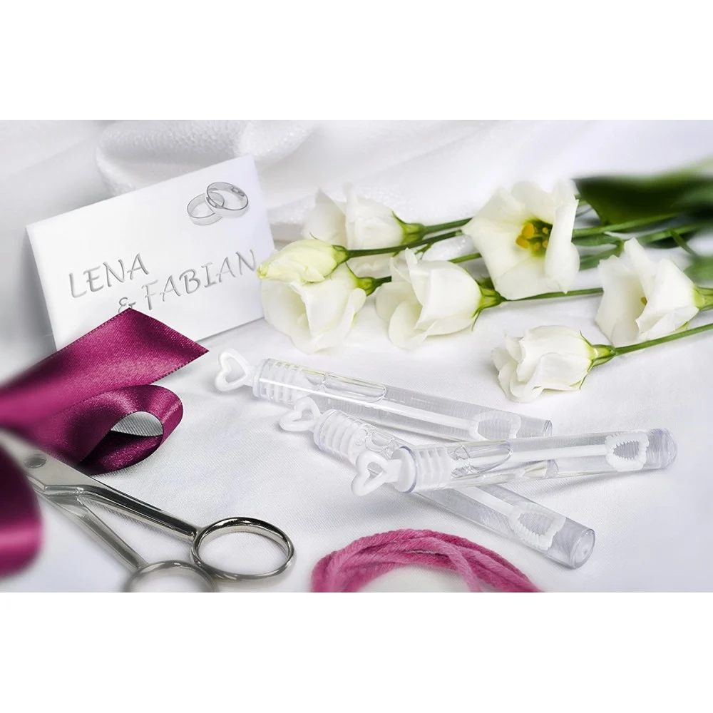 48 BOTTIGLIE BOLLE DI SAPONE WEDDING MATRIMONIO SPOSI CON MANICO A CUORE - TrAdE Shop Traesio