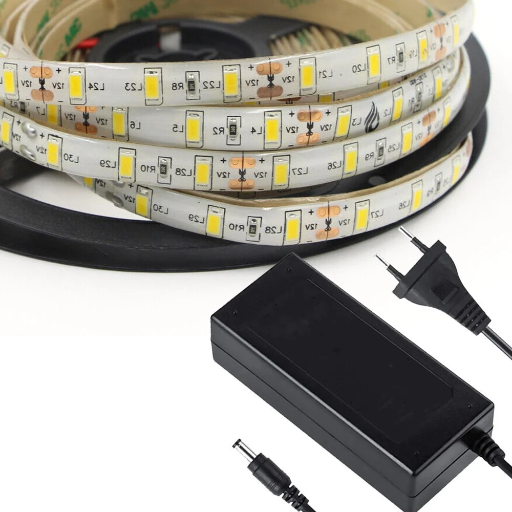 5 M STRISCIA STRIP 300 LED SMD 5630 BIANCO 5 MT IMPERMEABILE + ALIMENTATORE 5A - TrAdE Shop Traesio