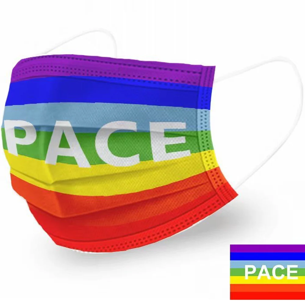 50 MASCHERINE PROTETTIVE VISO CHIRURGICHE MONOUSO MASCHERINA CON TESTO PACE - TrAdE Shop Traesio