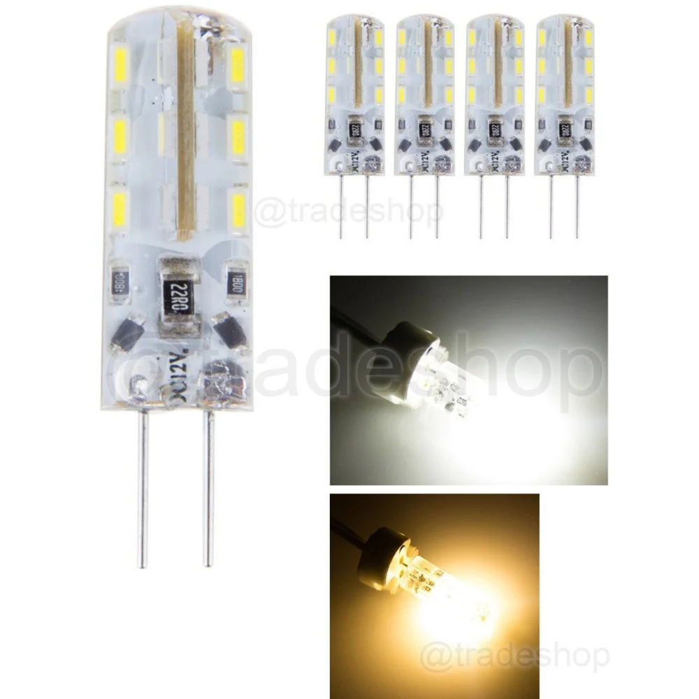 5pcs PEZZI DC12V 3014 SMD G4 Lampadina a led Luminosa 3W Bianco Caldo Freddo - TrAdE Shop Traesio