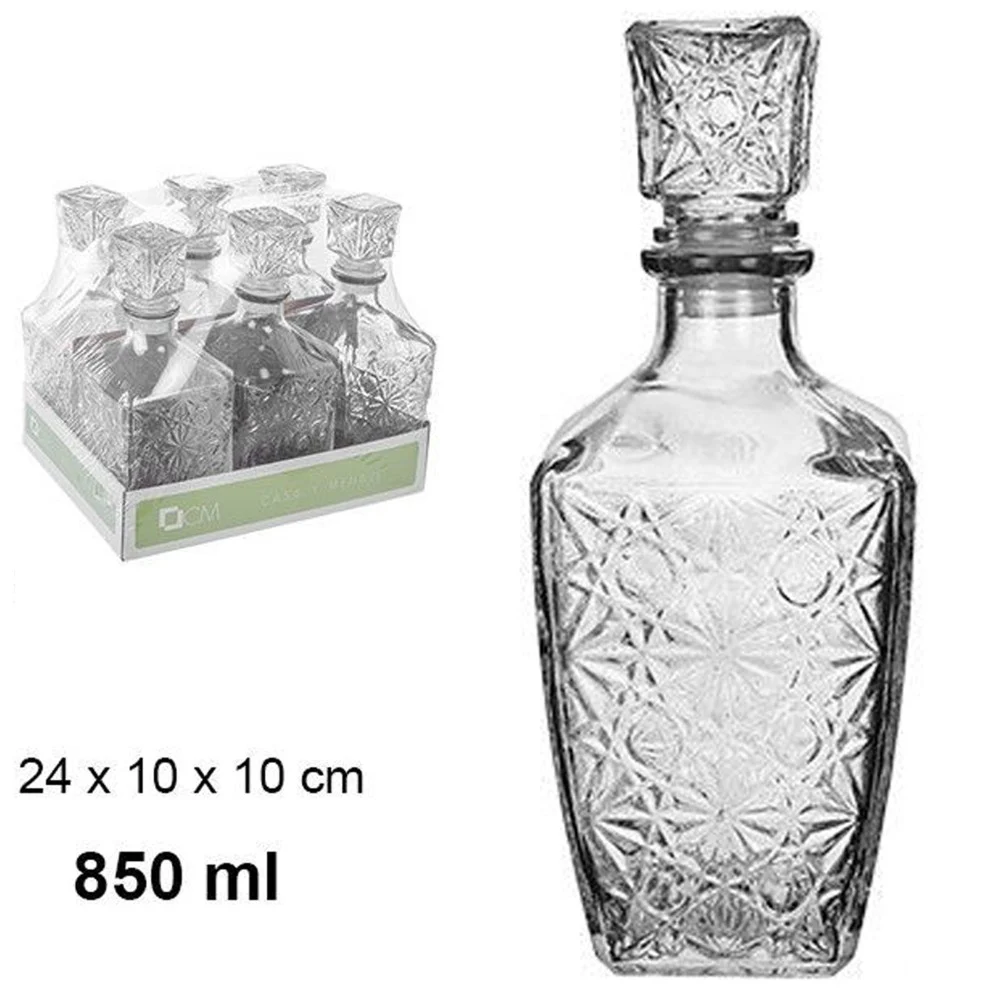 6 BOTTIGLIA VINTAGE PER LIQUORE WISKEY COGNAC SCOTCH IN VETRO CON TAPPO 10X24CM - TrAdE Shop Traesio