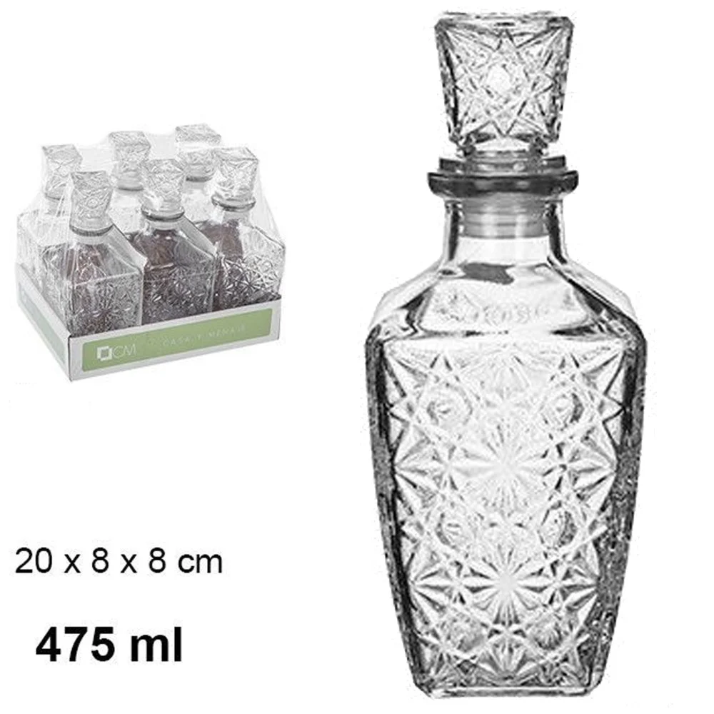 6 BOTTIGLIA VINTAGE PER LIQUORE WISKEY COGNAC SCOTCH IN VETRO CON TAPPO 8X20CM - TrAdE Shop Traesio