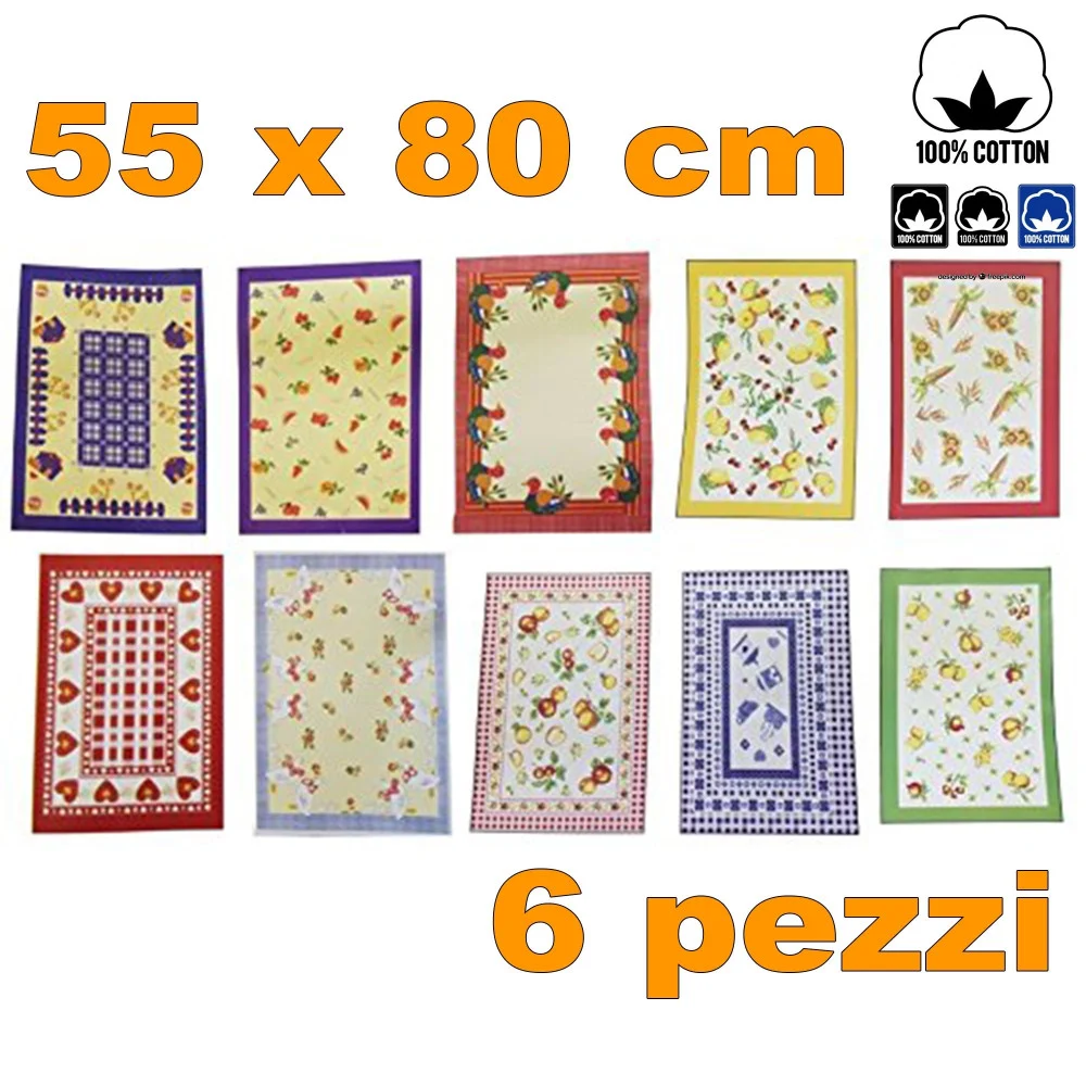 6 STROFINACCI COTONE FIBRA NATURALE ASCIUGAPIATTI ASCIUGA PIATTI CANOVACCIO - TrAdE Shop Traesio