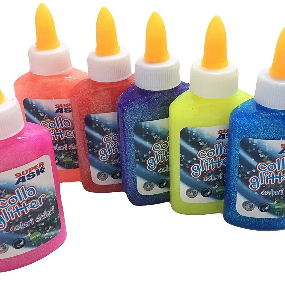 6 TUBETTI DI COLLA GLITTER COLORE DECORAZIONI NATALE FESTE LAVORETTI CASA SCUOLA - TrAdE Shop Traesio
