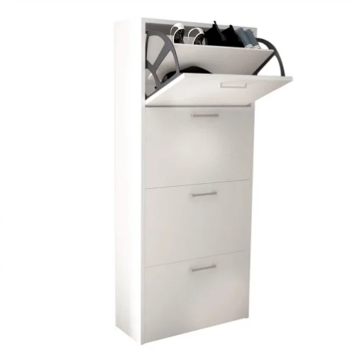 SCARPIERA MOLLY 4 ANTE A RIBALTA IN COLORE BIANCO 59 X 25 X H140 CM - MAURY'S
