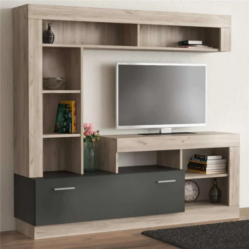 PARETE SOGGIORNO LEONARD ANTRACITE E OLMO 170 X 42 X H170 CM - MAURY'S