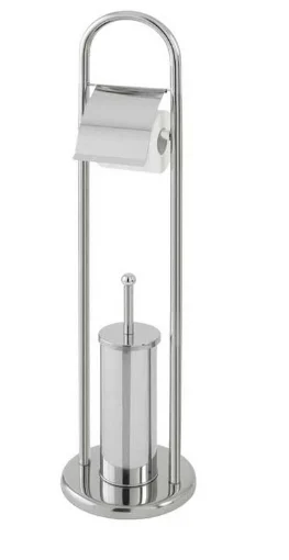 PORTA ROTOLO + SCOPINO IN ACCIAIO CROMATO H 80 CM - MAURY'S