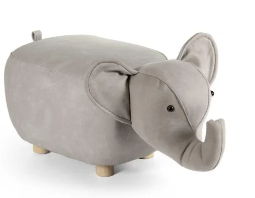 SGABELLO A FORMA DI ELEFANTE IN SIMILPELLE 62X32 XH30 CM COLORE GRIGIO - MAURY'S