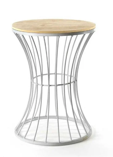 SGABELLO BIANCO CON SEDUTA IN LEGNO H 40 CM PER 30 CM - MAURY'S