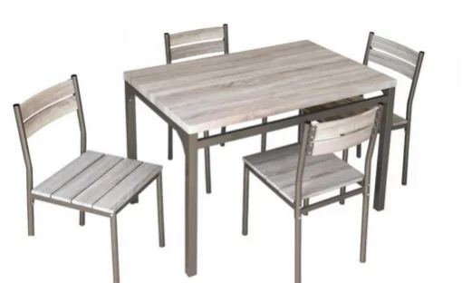 SET TAVOLO CON 4 SEDIE WOOD STRUTTURA IN METALLO E PIANO IN LEGNO 110X70X76C - MAURY'S